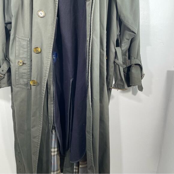 Vintage Burberry Olive Green Novacheck Wool Lined Trench Coat 40 Burberrys - Picture 12 of 16